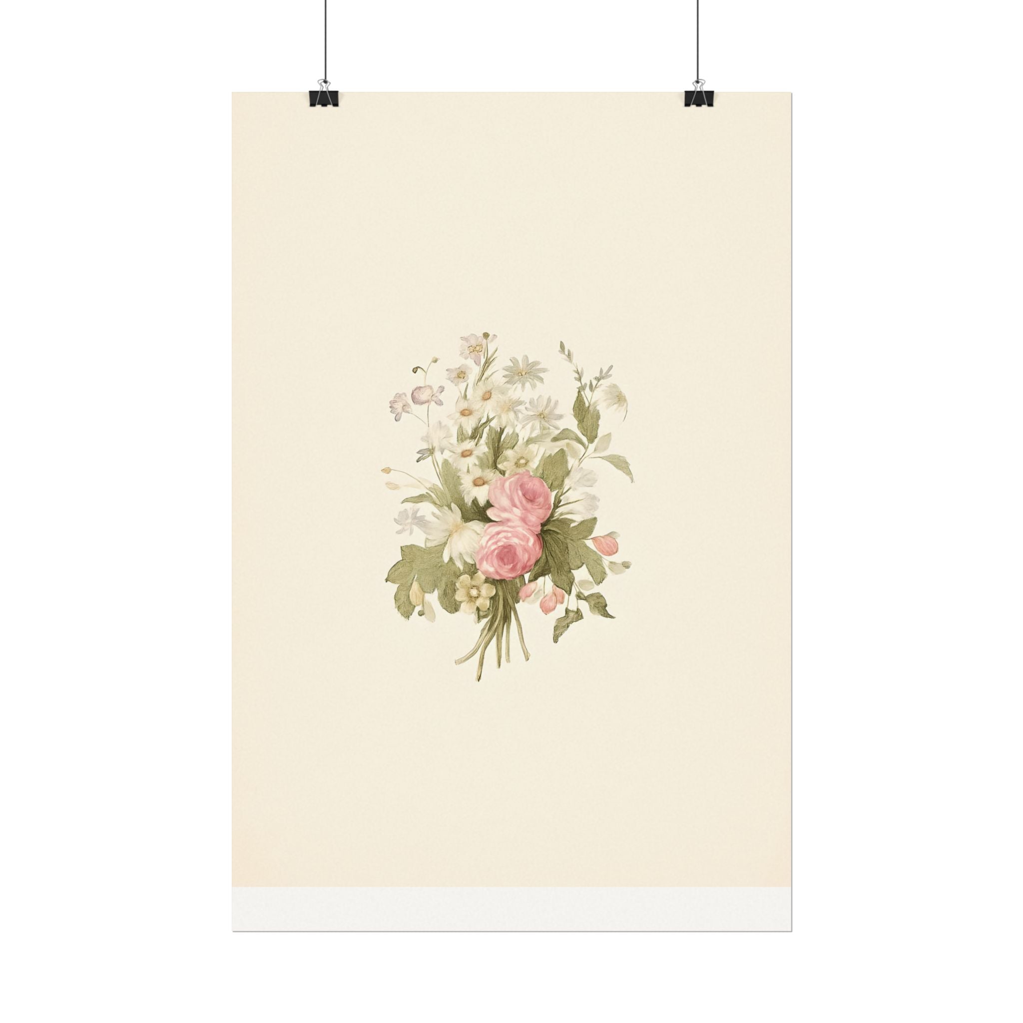 Vintage Roses Textured Watercolor Matte Poster