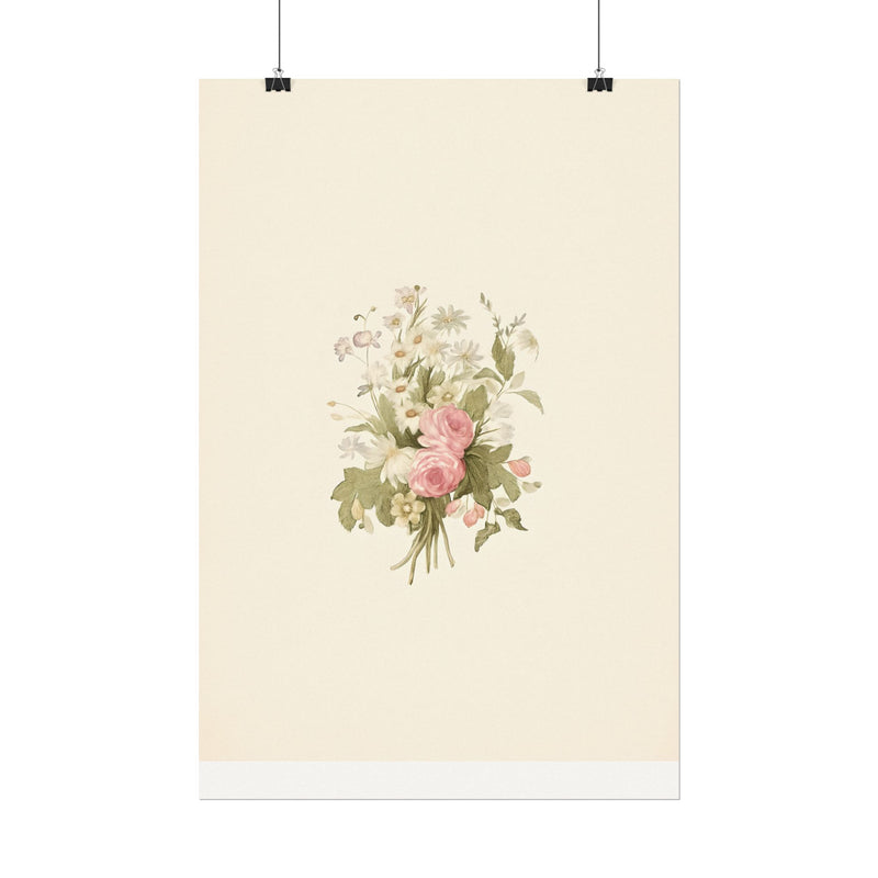 Vintage Roses Textured Watercolor Matte Poster