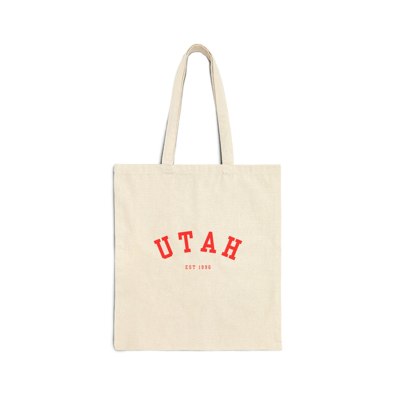 Utah Cotton Canvas Tote Bag in cherry red, Eco-Friendly Shopping Bag, Gift for Travelers, Reusable Grocery Bag