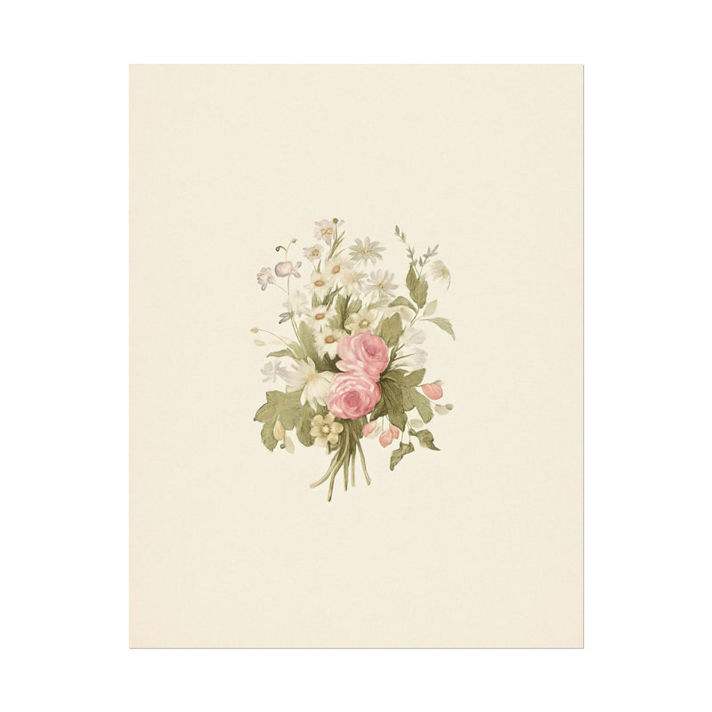 Vintage Roses Textured Watercolor Matte Poster