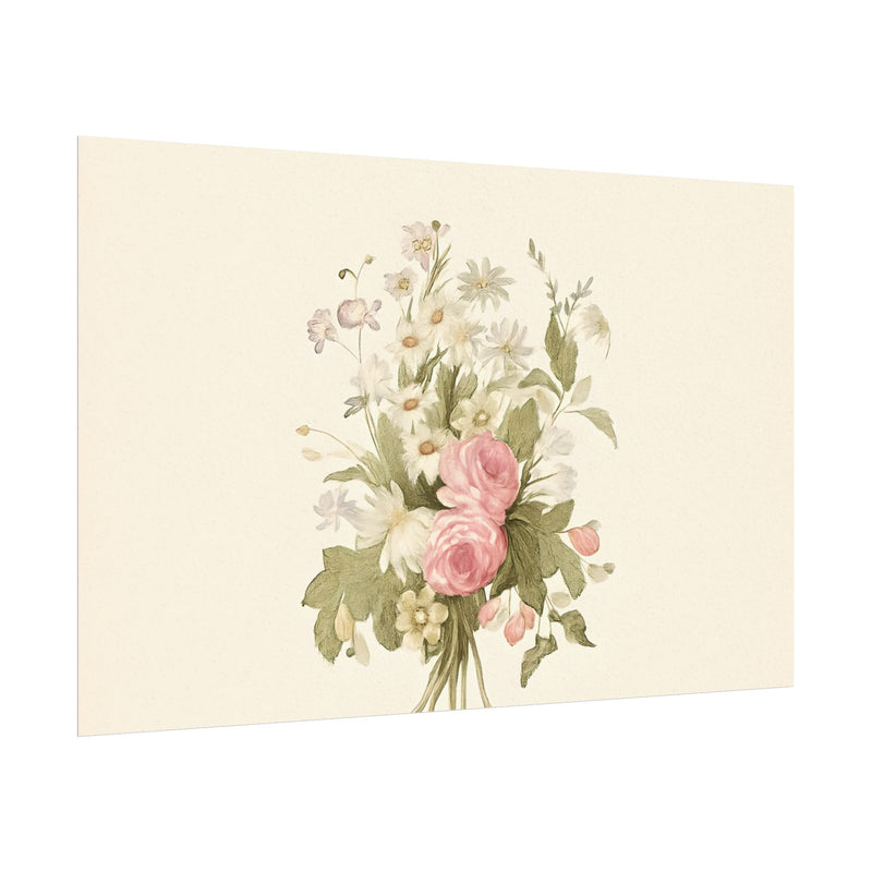 Vintage Roses Textured Watercolor Matte Poster