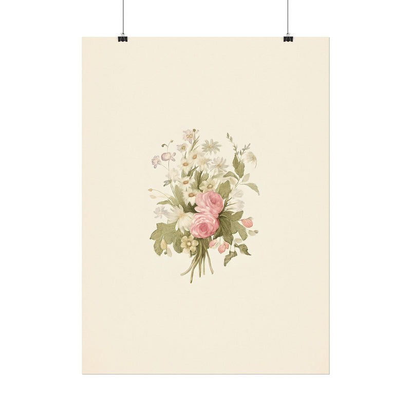 Vintage Roses Textured Watercolor Matte Poster