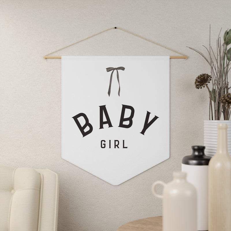 Custom Baby Girl Pennant Banner in Black/White Baby Girl | Custom Name Nursery Pennant Banner