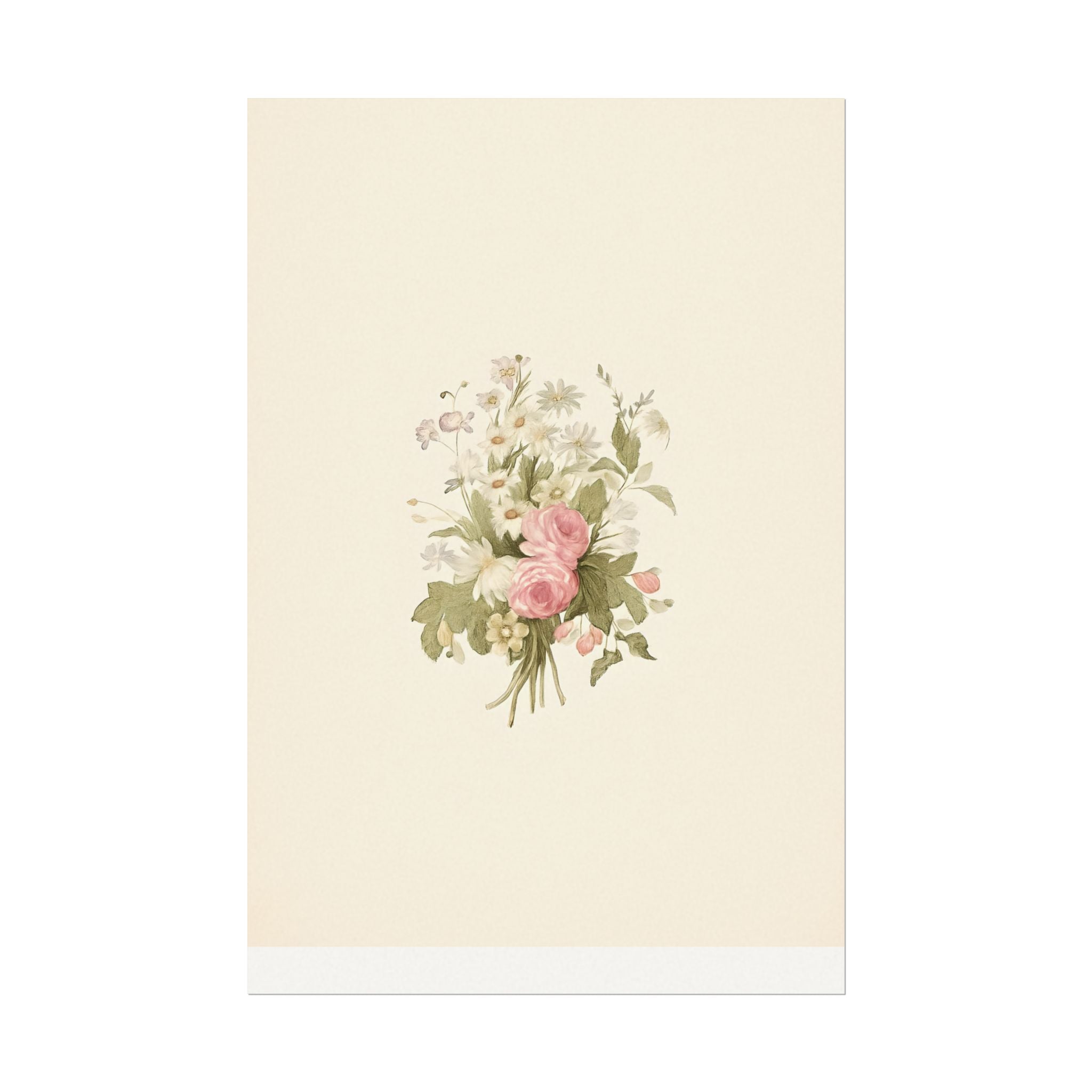 Vintage Roses Textured Watercolor Matte Poster