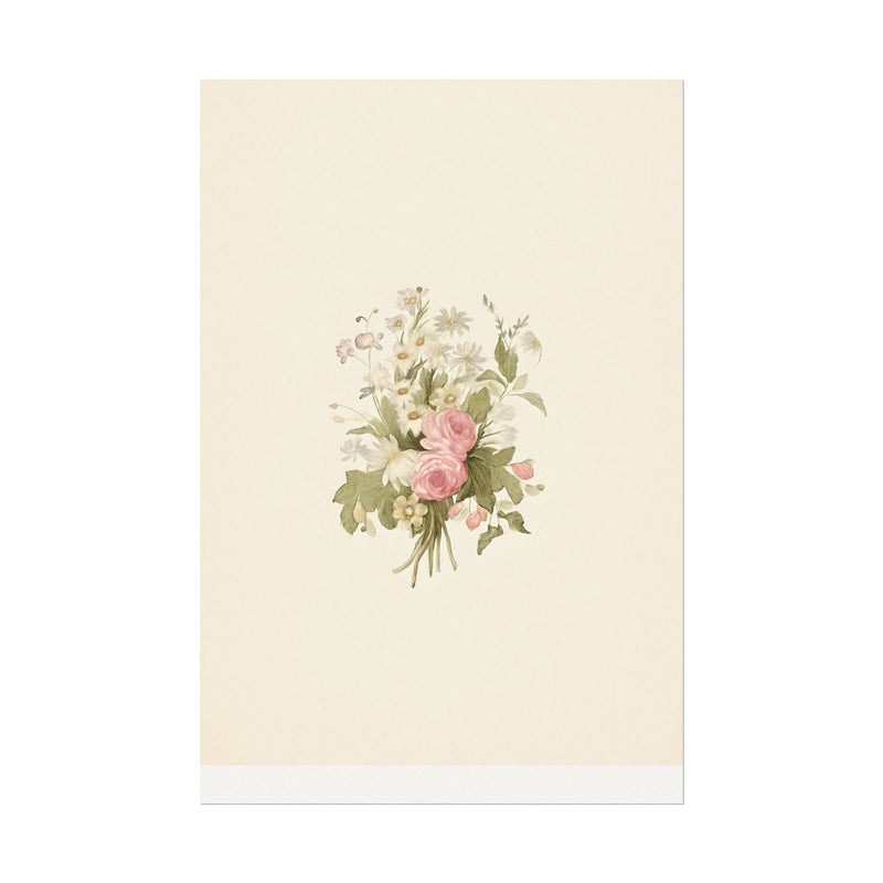 Vintage Roses Textured Watercolor Matte Poster