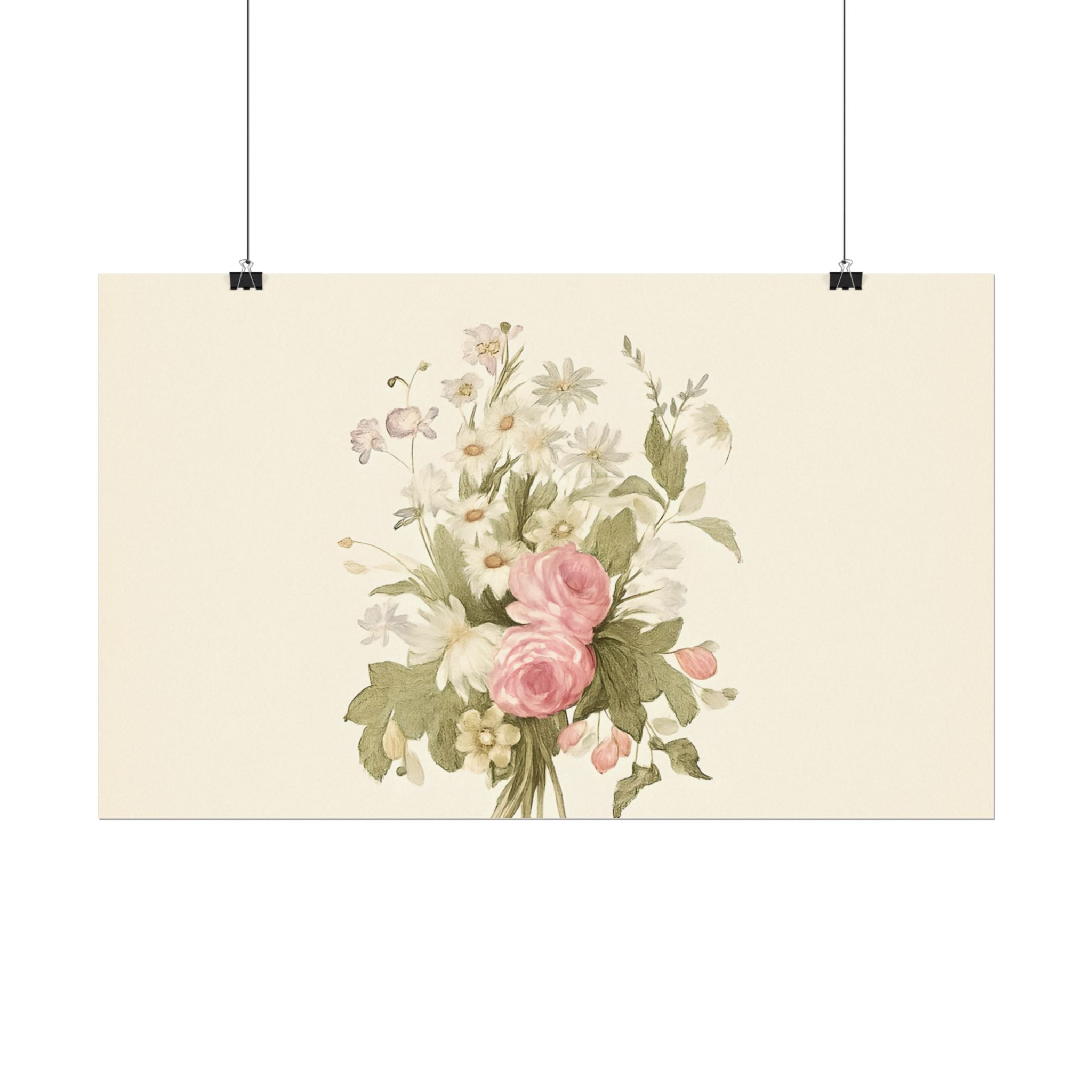 Vintage Roses Textured Watercolor Matte Poster