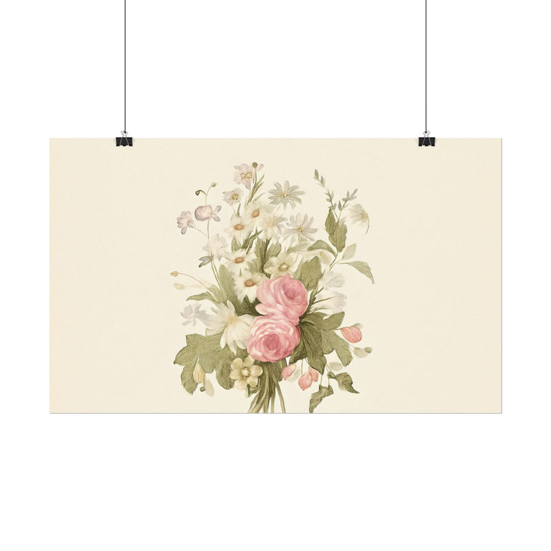Vintage Roses Textured Watercolor Matte Poster
