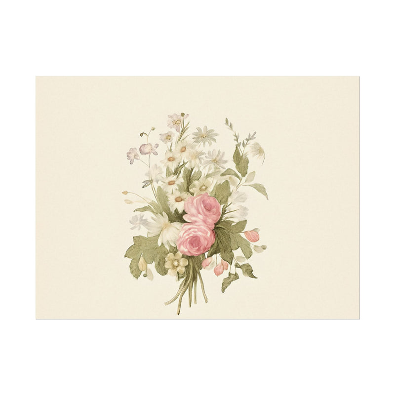 Vintage Roses Textured Watercolor Matte Poster