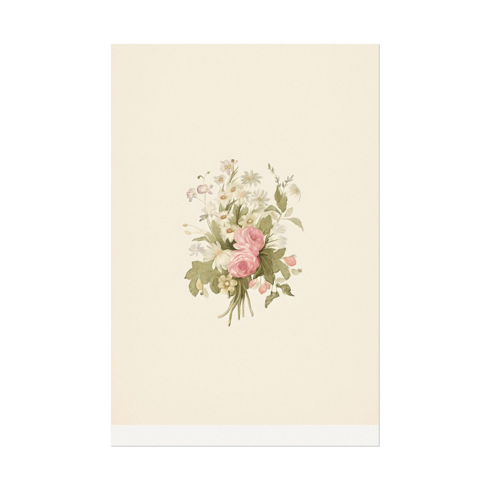 Vintage Roses Textured Watercolor Matte Poster