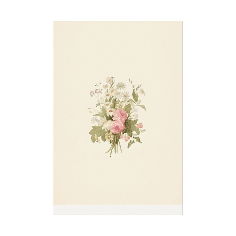 Vintage Roses Textured Watercolor Matte Poster