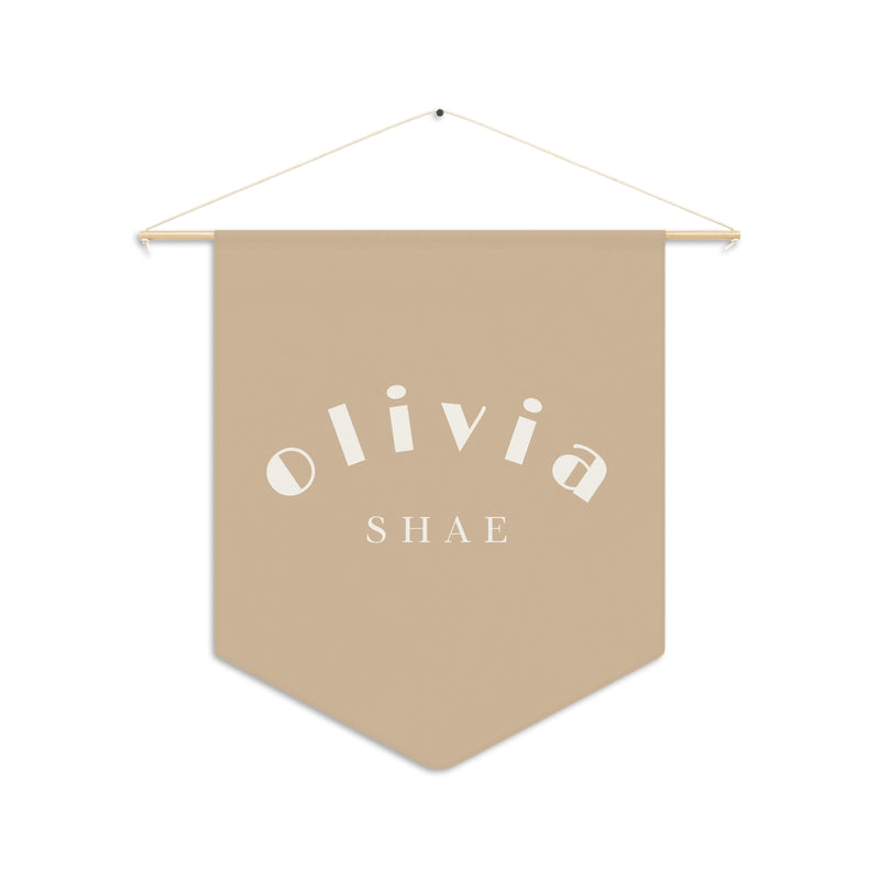 Custom Baby Girl Pennant Banner in Tan/Cream Font | Custom Name Nursery Pennant Banner