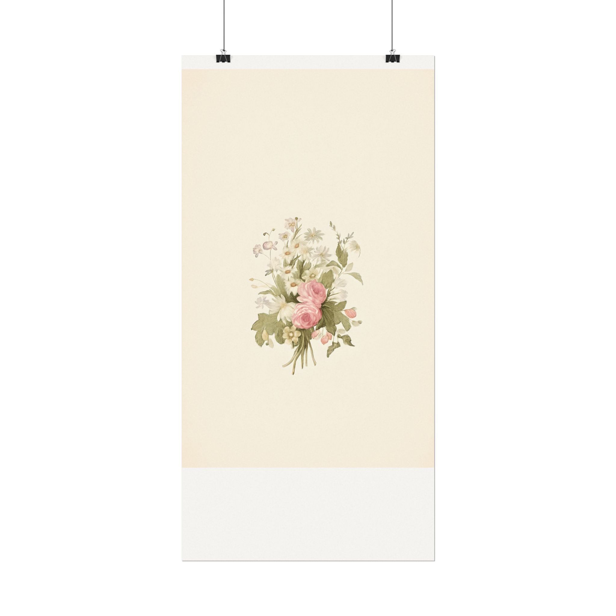 Vintage Roses Textured Watercolor Matte Poster