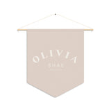Custom Baby Girl Pennant Banner in Cream/Tan Font Bold | Custom Name Nursery Pennant Banner