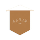 Custom Baby Pennant Banner in Brown/Cream | Custom Name Nursery Pennant Banner