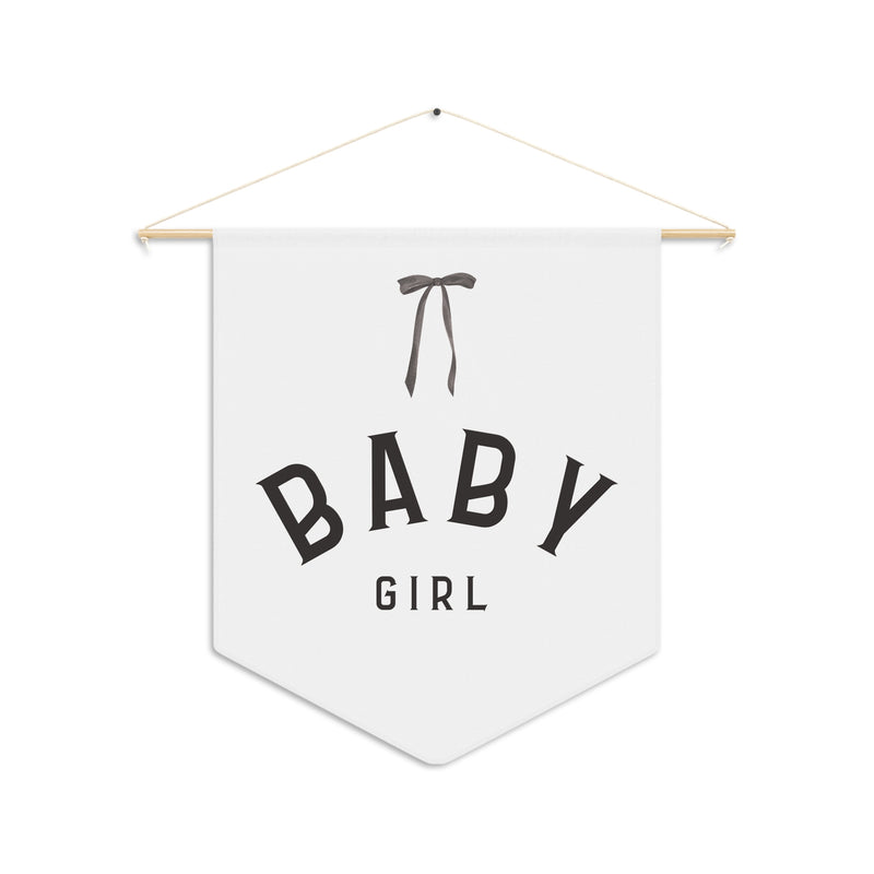 Custom Baby Girl Pennant Banner in Black/White Baby Girl | Custom Name Nursery Pennant Banner