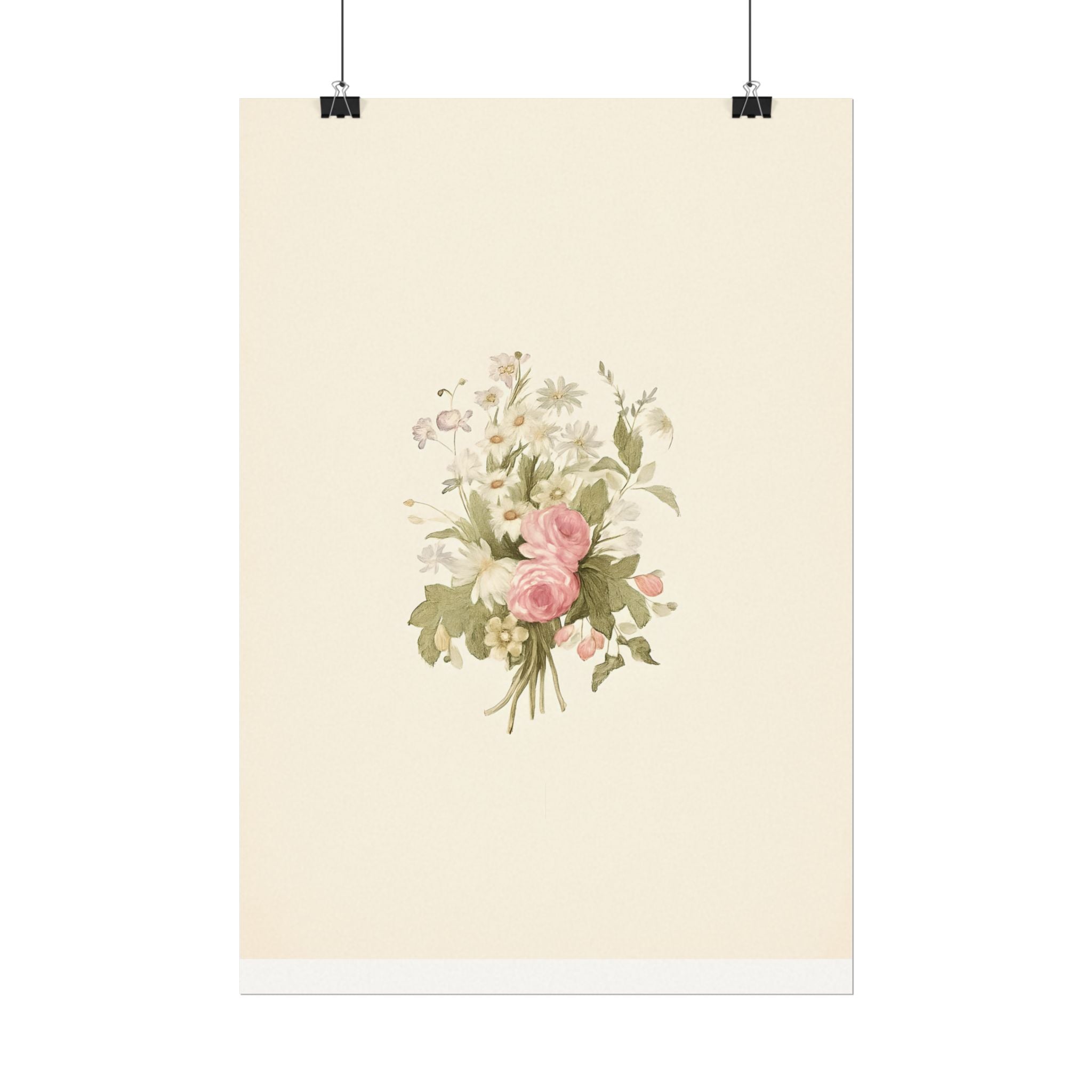 Vintage Roses Textured Watercolor Matte Poster