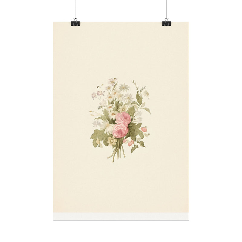 Vintage Roses Textured Watercolor Matte Poster