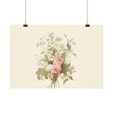 Vintage Roses Textured Watercolor Matte Poster