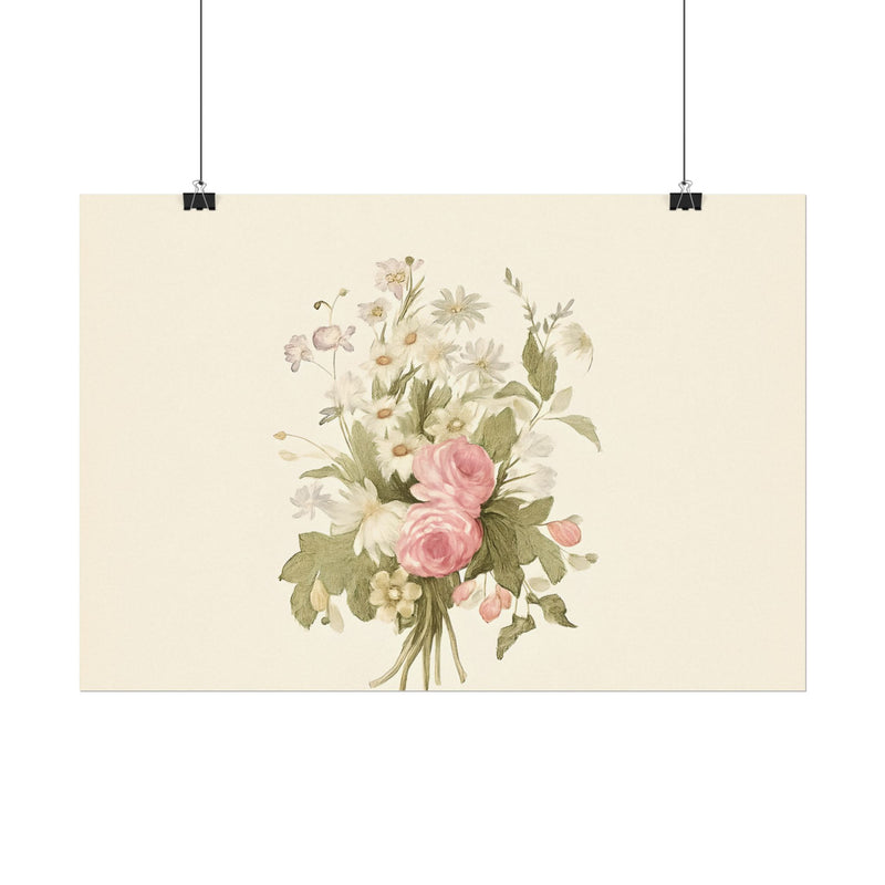 Vintage Roses Textured Watercolor Matte Poster