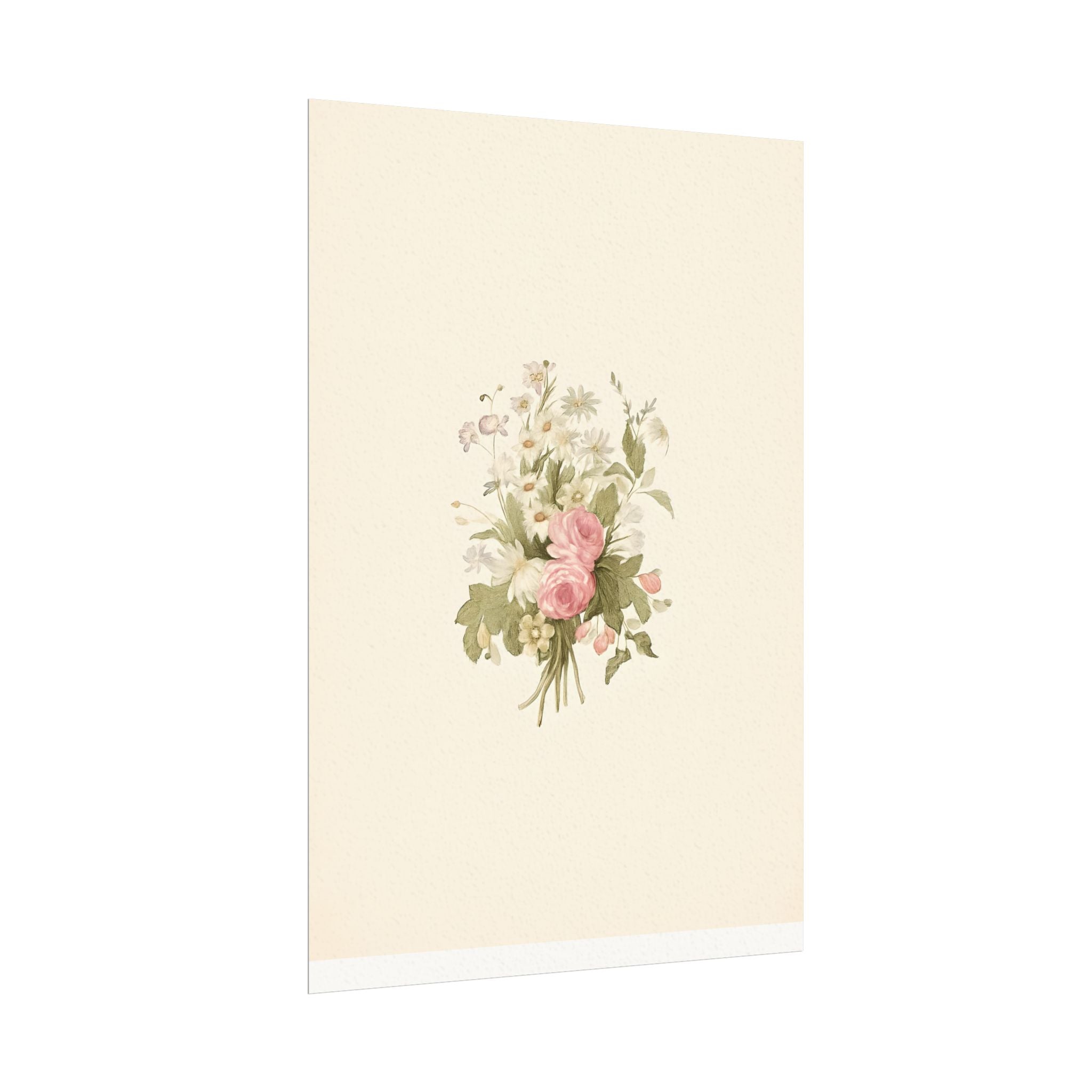 Vintage Roses Textured Watercolor Matte Poster
