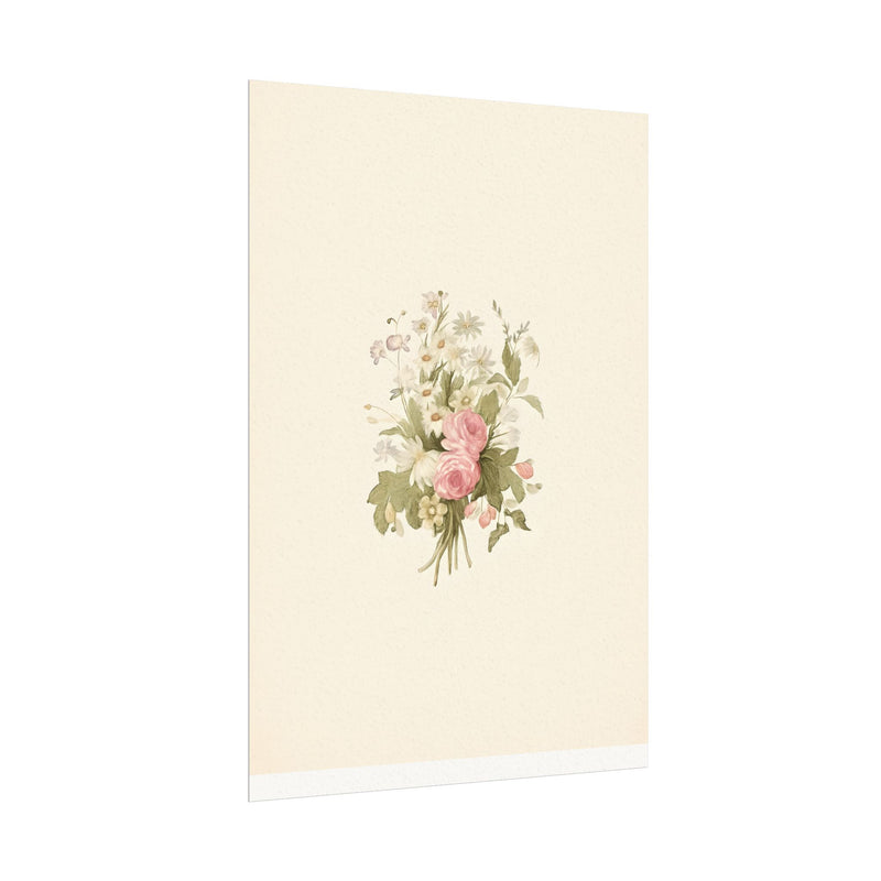 Vintage Roses Textured Watercolor Matte Poster