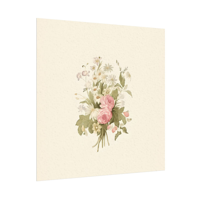 Vintage Roses Textured Watercolor Matte Poster