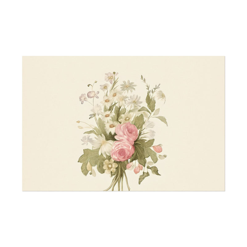 Vintage Roses Textured Watercolor Matte Poster