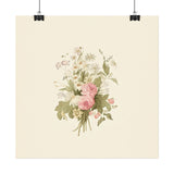 Vintage Roses Textured Watercolor Matte Poster