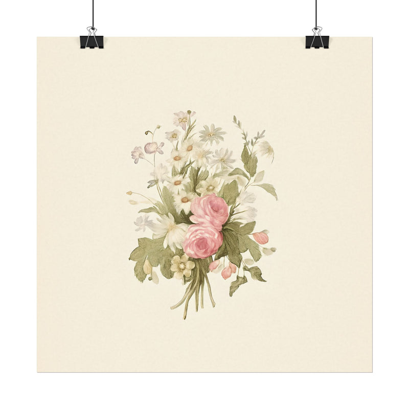 Vintage Roses Textured Watercolor Matte Poster
