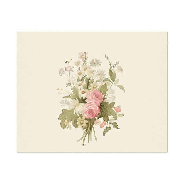 Vintage Roses Textured Watercolor Matte Poster