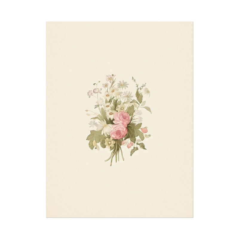 Vintage Roses Textured Watercolor Matte Poster