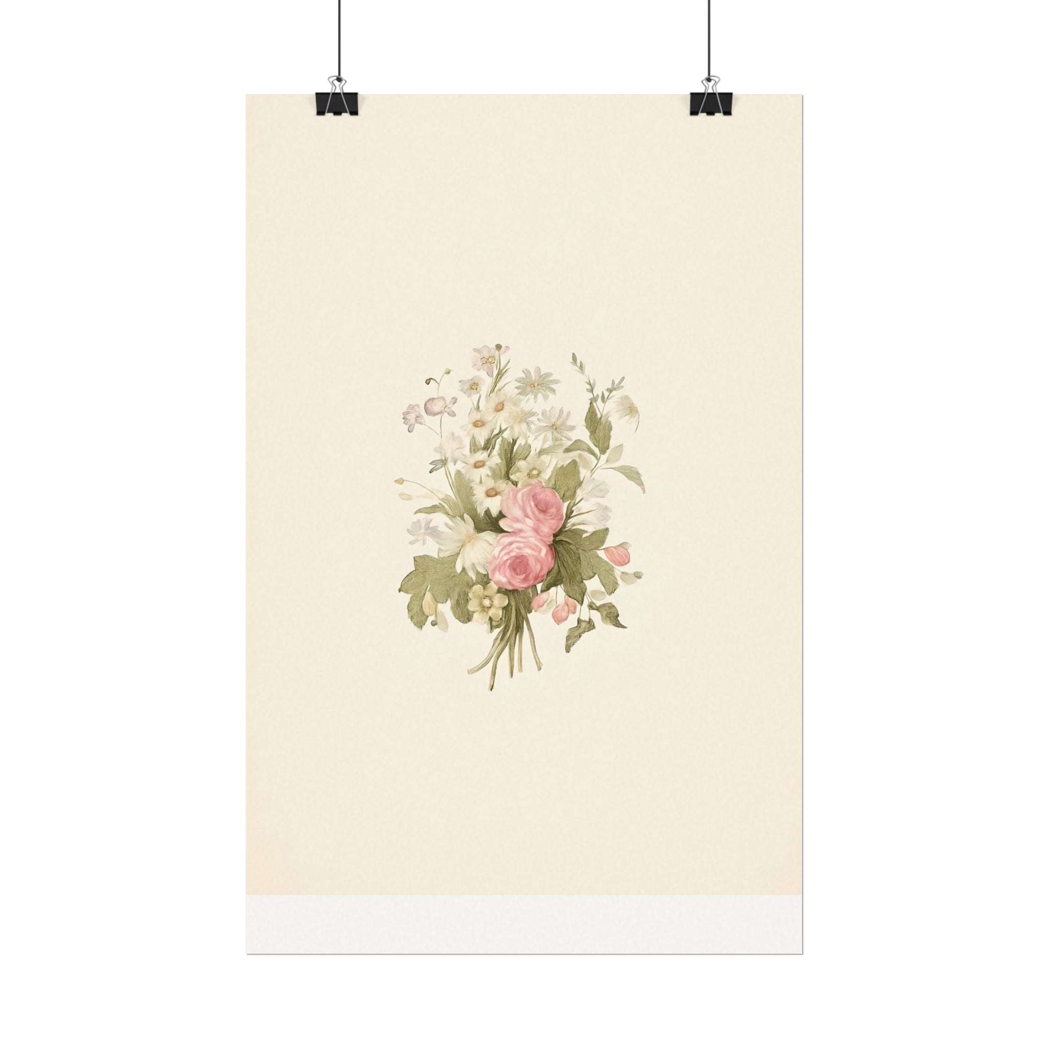 Vintage Roses Textured Watercolor Matte Poster