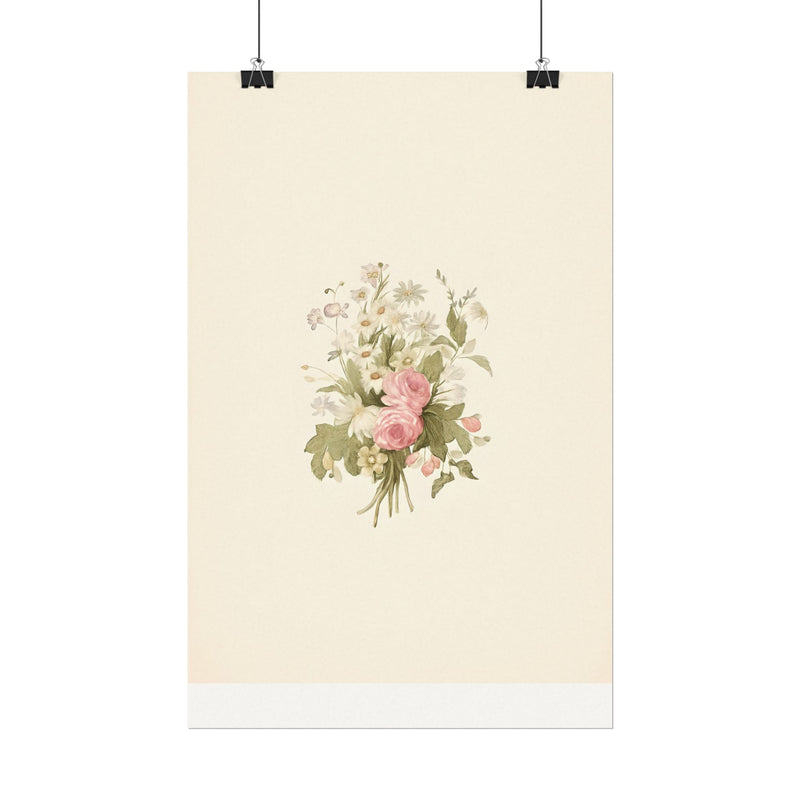 Vintage Roses Textured Watercolor Matte Poster