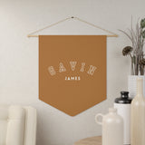 Custom Baby Pennant Banner in Brown/Cream | Custom Name Nursery Pennant Banner