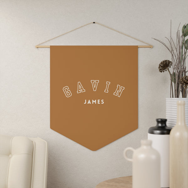 Custom Baby Pennant Banner in Brown/Cream | Custom Name Nursery Pennant Banner