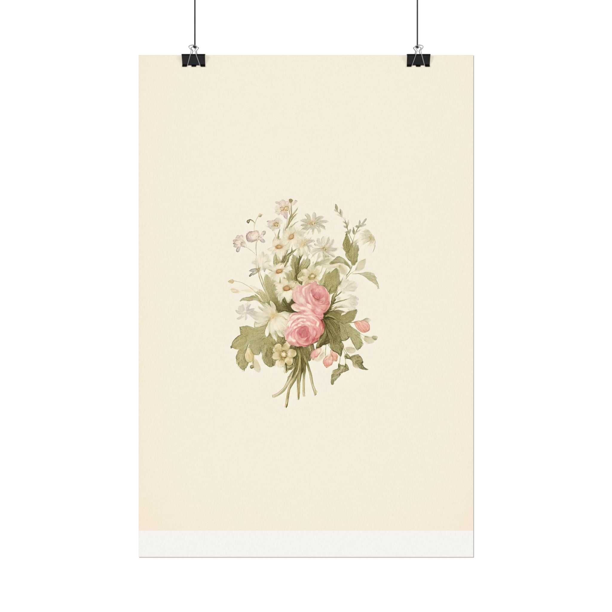 Vintage Roses Textured Watercolor Matte Poster