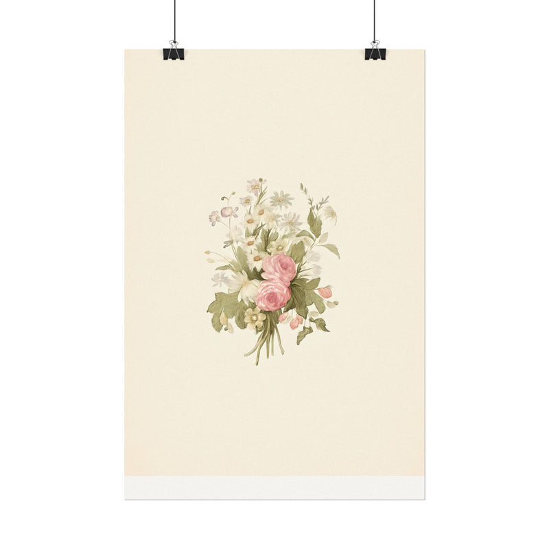 Vintage Roses Textured Watercolor Matte Poster