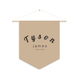 Custom Baby Pennant Banner in Tan/Black Font Curvey | Custom Name Nursery Pennant Banner