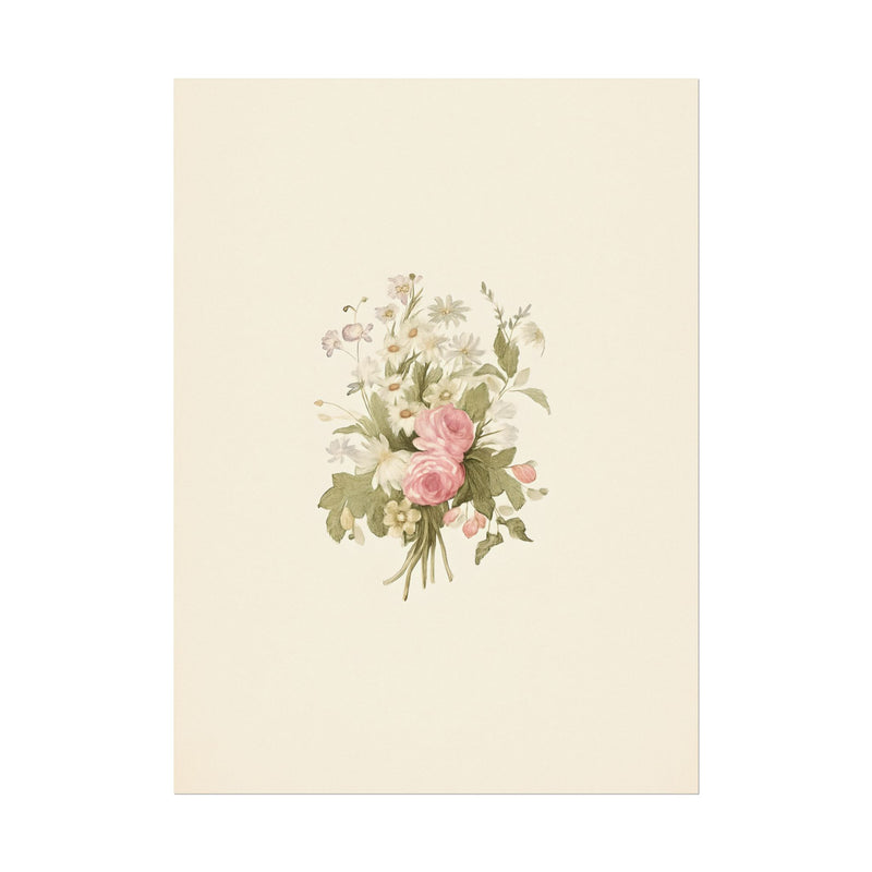 Vintage Roses Textured Watercolor Matte Poster
