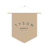 Custom Baby Pennant Banner in Green/Tan | Custom Name Nursery Pennant Banner
