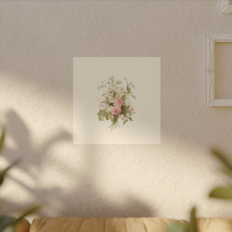 Vintage Roses Textured Watercolor Matte Poster