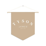 Custom Baby Pennant Banner in Tan/Cream Font Bold | Custom Name Nursery Pennant Banner
