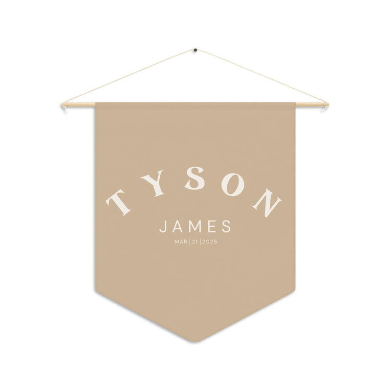 Custom Baby Pennant Banner in Tan/Cream Font Bold | Custom Name Nursery Pennant Banner