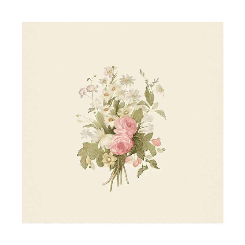 Vintage Roses Textured Watercolor Matte Poster