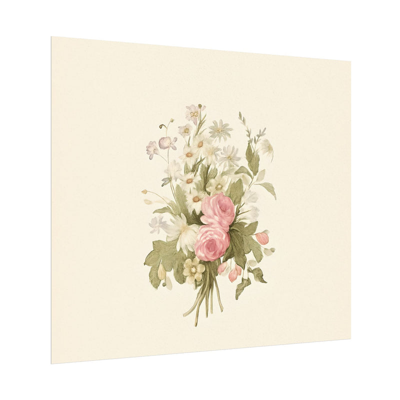 Vintage Roses Textured Watercolor Matte Poster