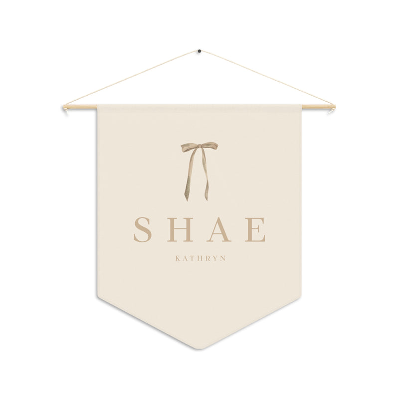 Custom Baby Girl Pennant Banner in Tan Font/Light Peach | Custom Name Nursery Pennant Banner