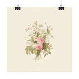 Vintage Roses Textured Watercolor Matte Poster