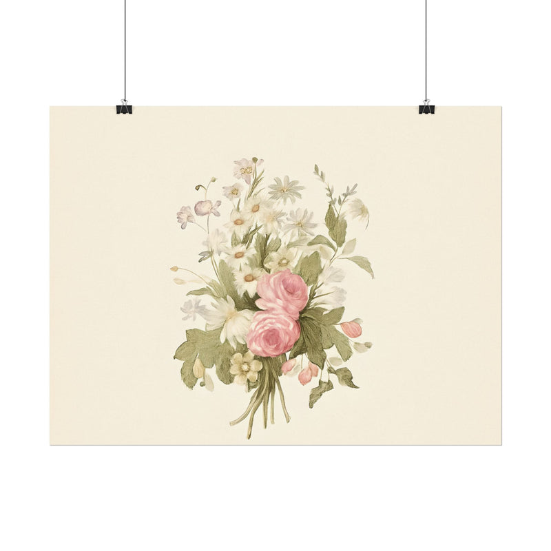 Vintage Roses Textured Watercolor Matte Poster