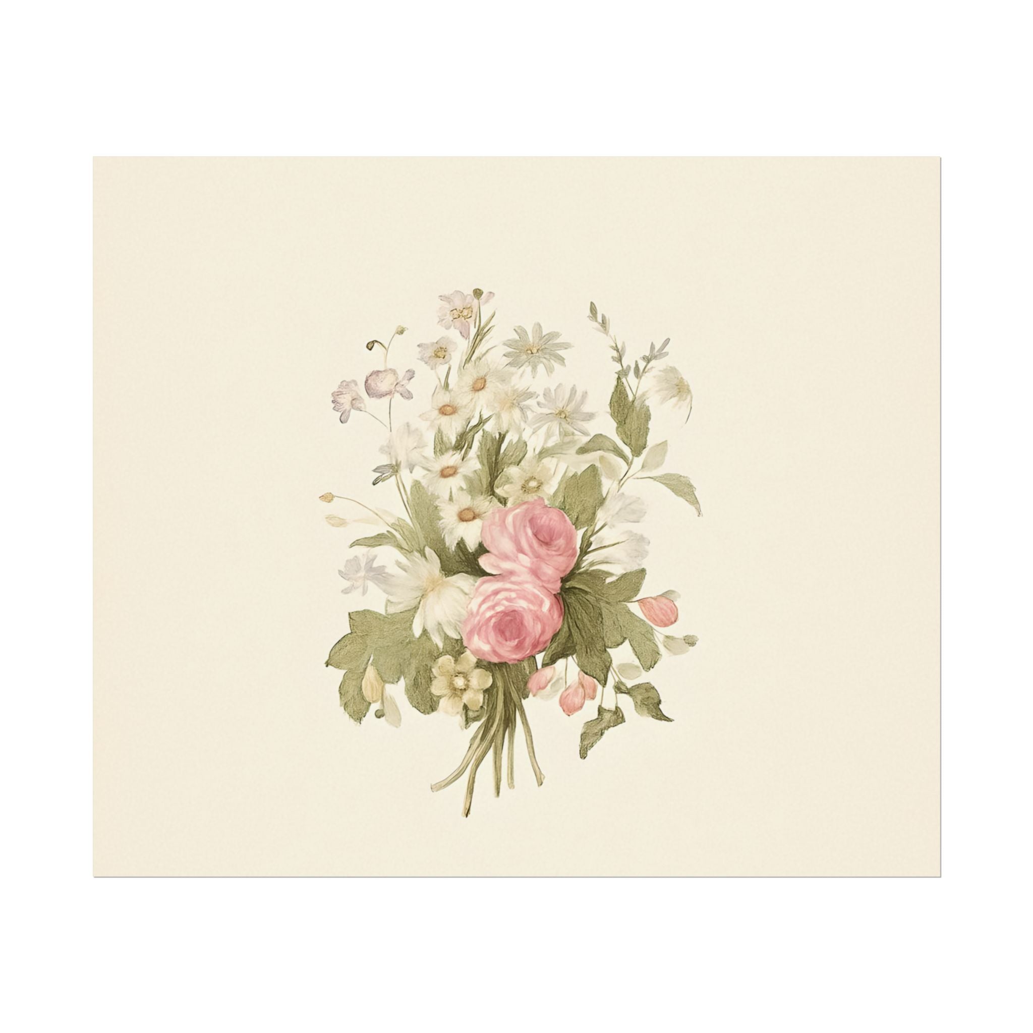 Vintage Roses Textured Watercolor Matte Poster