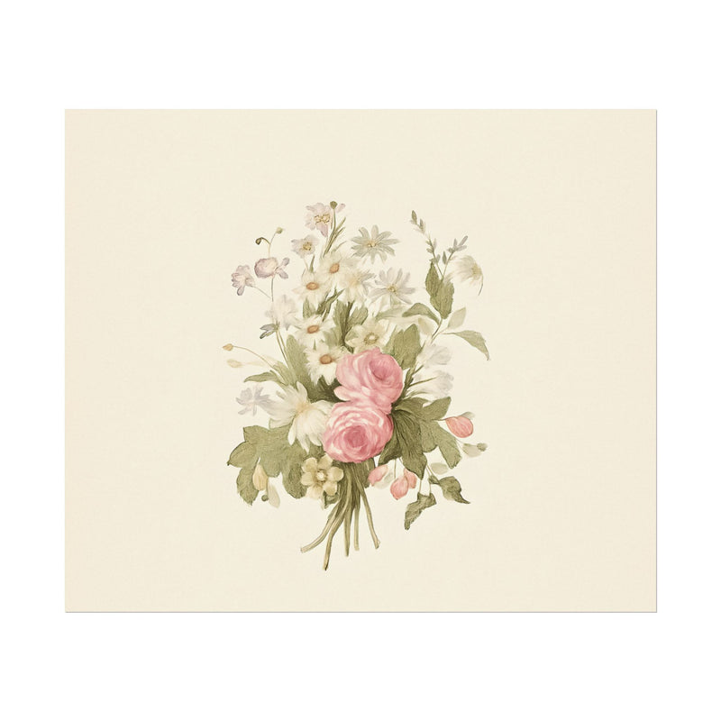 Vintage Roses Textured Watercolor Matte Poster
